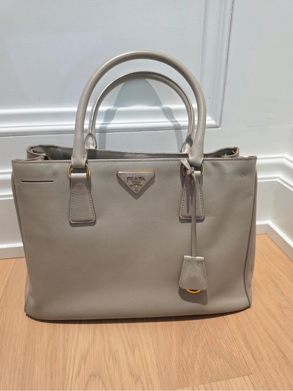 Prada Beige Saffiano Leather Satchel